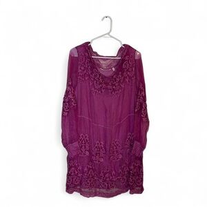 Soft Surroundings Hermosa Silk Tunic Dress Womens Sz L  Plumberry $130 Dainty